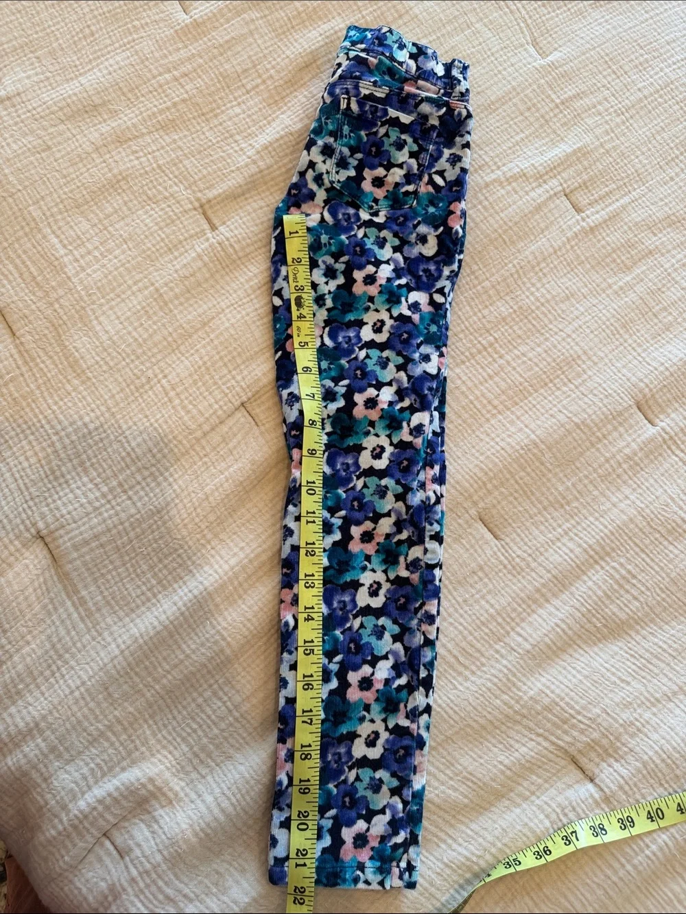 Gymboree Blue Floral Corduroy Leggings - Navy, Teal, Pink, White
